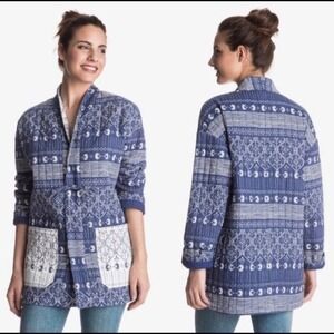 Patchwork Quilted Jacket Roxy Small Surf Baleine Bay barn indigo‎ baja